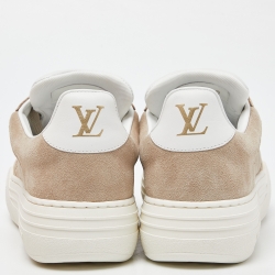 Pre Owned Louis Vuitton Beige Monogram Suede LV Groovy Platform Sneakers Size 39