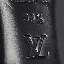 Pre Owned Louis Vuitton Navy Blue/Brown Denim and Leather Wedge Slingback Sandals Size 39.5 