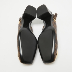 Pre Owned Louis Vuitton Brown Damier Canvas Madeleine Slingback Pumps Size 37.5