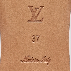 Pre Owned Louis Vuitton Pink Monogram Embossed Leather Revival Flat Slides Size 37