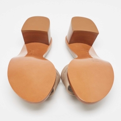 Pre Owned Louis Vuitton Beige Monogram Embossed Leather Slide Sandals Size 40