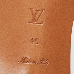 Pre Owned Louis Vuitton Beige Monogram Embossed Leather Slide Sandals Size 40