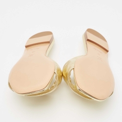 Louis Vuitton Gold Monogram Embossed Leather Revival Flat Slides Size 38