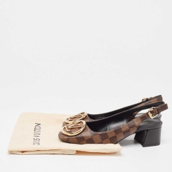 Louis Vuitton Brown Damier Canvas Madeleine Slingback Pumps Size 37.5 