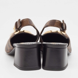 Louis Vuitton Brown Damier Canvas Madeleine Slingback Pumps Size 37.5 