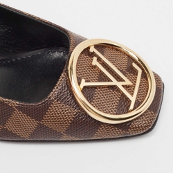 Louis Vuitton Brown Damier Canvas Madeleine Slingback Pumps Size 37.5 