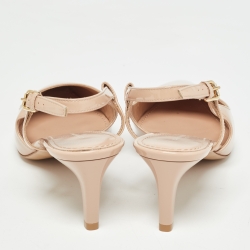 Pre Owned Louis Vuitton Pink Patent Leather Signature Slingback Pumps Size 38