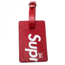 Pre-owned Supreme Louis Vuitton X Luggage Tag Set Epi Black/red