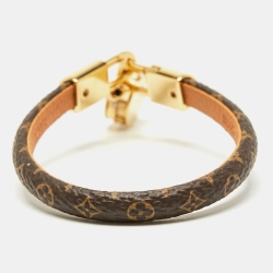 مملوكة مسبقًا Louis Vuitton LV Tribute Canvas Monogram Gold Plated Bracelet