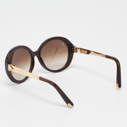 Pre Owned Louis Vuitton Brown/Gold Gradient Petit Soupcon Round Sunglasses