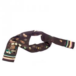 Pre Owned Louis Vuitton Brown Monogram Butterfly Print Silk Bandeau