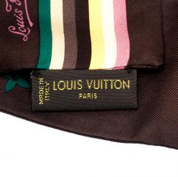 Pre Owned Louis Vuitton Brown Monogram Butterfly Print Silk Bandeau