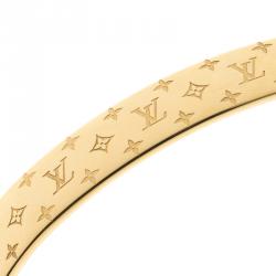 Pre Owned Louis Vuitton Nanogram Cuff Gold Tone Bracelet M