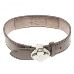 مملوكة مسبقًا سوار لوي فيتون نونوغرام ويش جلد رصاصي فضي اللون