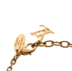 Pre Owned Louis Vuitton Monogram Gamble Dice Crystal Gold Tone Bracelet