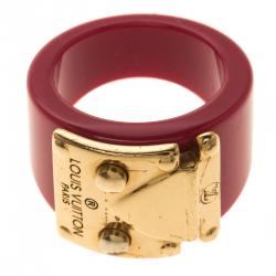 مملوكة مسبقًا خاتم لوي فيتون لوك مي رزين ذهبي اللون مقاس 54