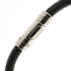 Pre Owned Louis Vuitton Keep It Damier Graphite Canvas Silver Tone Bracelet