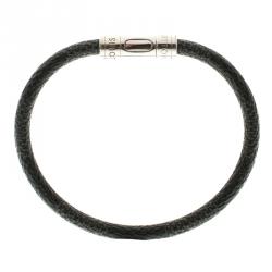 Pre Owned Louis Vuitton Keep It Damier Graphite Canvas Silver Tone Bracelet