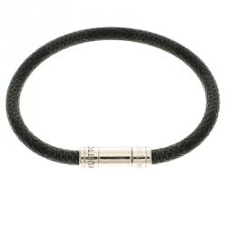 Pre Owned Louis Vuitton Keep It Damier Graphite Canvas Silver Tone Bracelet