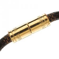 Pre Owned Louis Vuitton Keep It Damier Canvas Gold Tone Bracelet