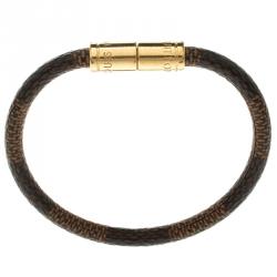 Pre Owned Louis Vuitton Keep It Damier Canvas Gold Tone Bracelet