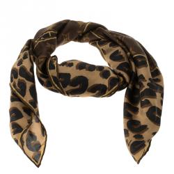 Louis Vuitton Leopard Monogram Silk Scarf - Brown Scarves and