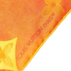 Pre Owned وشاح لوي فيتون حرير أحمر/أصفر مونوغرامي مربع