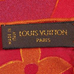 Pre Owned وشاح لوي فيتون حرير أحمر/أصفر مونوغرامي مربع