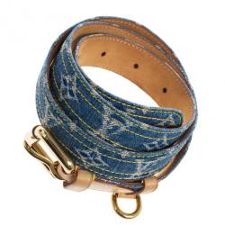 Pre Owned Louis Vuitton Denim Monogram Belt 90CM