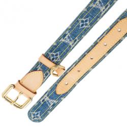 Pre Owned Louis Vuitton Denim Monogram Belt 90CM