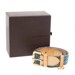 Pre Owned Louis Vuitton Denim Monogram Belt 90CM