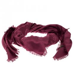 مملوكة مسبقًا Louis Vuitton Berry Pink Monogram Silk and Wool Shawl