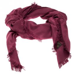 مملوكة مسبقًا Louis Vuitton Berry Pink Monogram Silk and Wool Shawl