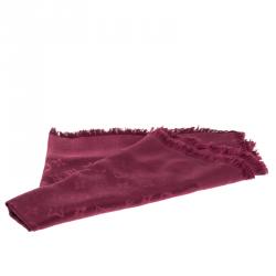 مملوكة مسبقًا Louis Vuitton Berry Pink Monogram Silk and Wool Shawl