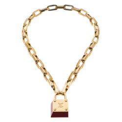 Louis Vuitton Lock Me Burgundy Gold Tone Pendant Necklace Louis