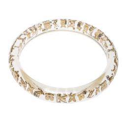 Pre Owned Louis Vuitton Clear Resin Gold Tone Monogram Inclusion Bangle Bracelet 20cm