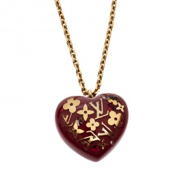 Louis Vuitton Purple Monogram Heart Pendant Necklace