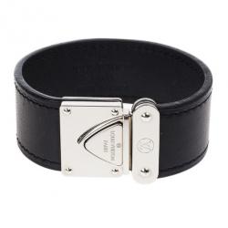 Pre Owned Louis Vuitton Nomade Koala Black Leather Bracelet 17CM