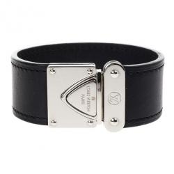 Pre Owned Louis Vuitton Nomade Koala Black Leather Bracelet 17CM