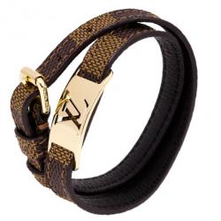 Pre Owned Louis Vuitton Sign It Damier Ebene Leather Bracelet