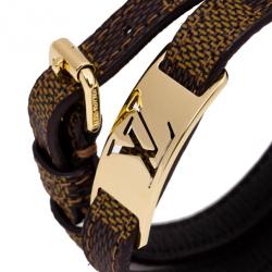 Pre Owned Louis Vuitton Sign It Damier Ebene Leather Bracelet