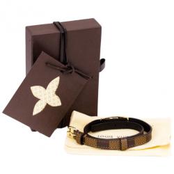 Pre Owned Louis Vuitton Sign It Damier Ebene Leather Bracelet