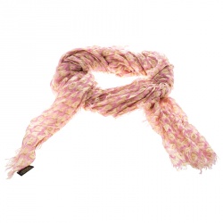 Pre Owned Louis Vuitton Pink and Yellow Leopard Print Cashmere and Silk Stephen Sprouse Graffiti Scarf