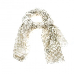 Pre Owned وشاح لوي فيتون دامييه أزور بشراشيب كريمي وأخضر