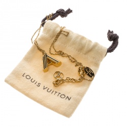 Louis Vuitton LV & Me A Letter Pendant Gold Tone Necklace 