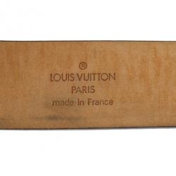 Pre Owned Louis Vuitton Brown Monogram Canvas Gold Buckle Belt Size 90 CM