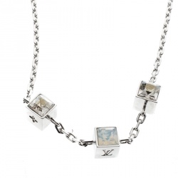 Pre Owned قلادة لوي فيتون ستشن لون فضي كريستال غامبل