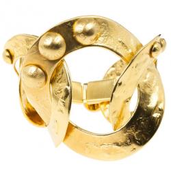 Pre Owned Louis Vuitton Martelé Gold Tone Bracelet 19CM