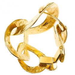 Pre Owned Louis Vuitton Martelé Gold Tone Bracelet 19CM