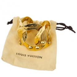 Pre Owned Louis Vuitton Martelé Gold Tone Bracelet 19CM